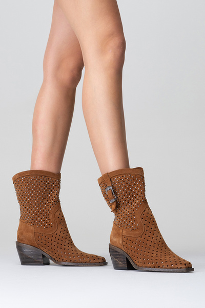 Zeynep Sıradağlı Alkadra Kadın Hakiki Deri Taba Süet Western Bot