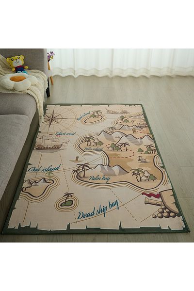 erorex Joy Adventurer Ben Oak Island Printed Flannel Rug - 110x160 cm
