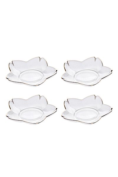 sharpdo 4 Pieces Cherry Blossom Dish With Phnom Penh Glass Dish