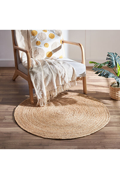 Generic سجادة دائرية من الجوت مضفرة يدويًا من ناتورا - 90 سم