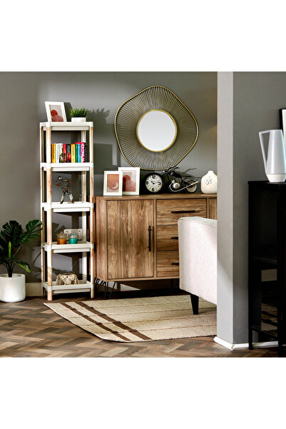 Generic Nova Rectangle 5-Tier Storage Rack with Wooden Finish