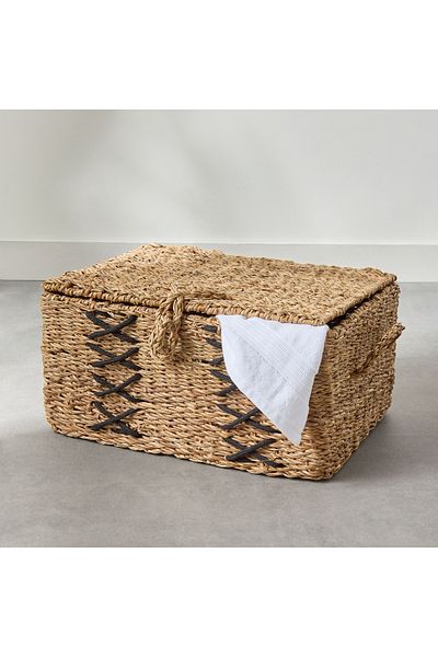 erorex Naturaloom Stitch Rectangular Trunk with Iron Frame Inside - 50x34x25 cm