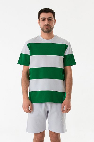 Fulla Moda Μπλουζάκι με ριγέ λαιμόκοψη Oversize
