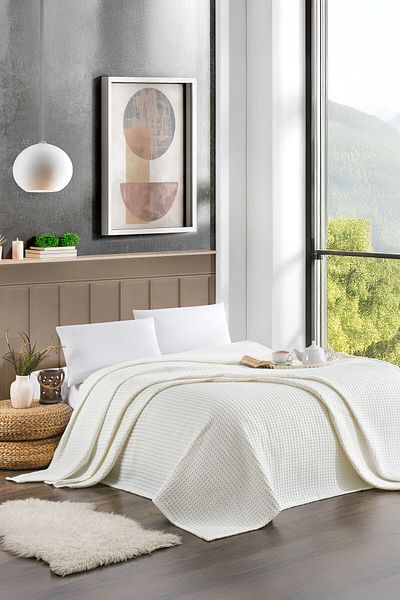 Naturosa Double Ecru Color Waffle Pike 100% Cotton 200 X 220 cm