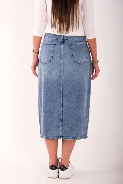 Blues Outlet FUSTA DE DENIM LUNGĂ CU FĂRĂ FATA FEMEI - ALBASTRU