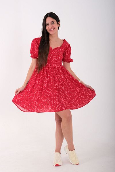 Blues Outlet Women's Heart Oil Polka Dot Short Dress - Red