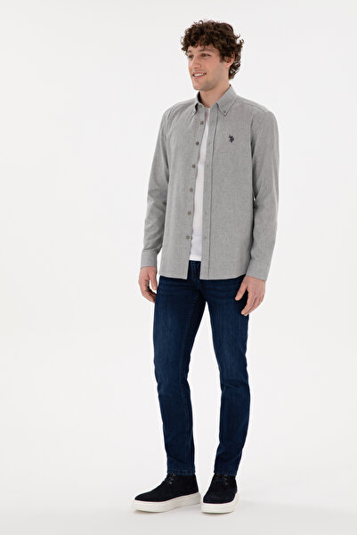 U.S. Polo Assn. Erkek Açık Gri Uzun Kollu Basic Gömlek 50296757-VR001