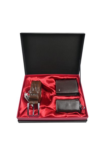 Sia Çanta Genuine Leather Groom Set - 3Pcs Belt & Wallet & Keychain Customization