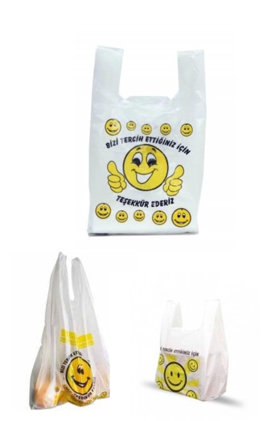 YOK YOK AMBALAJ حقيبة منقوشة بوجه مبتسم مقاس كبير 1 كجم (60×30 سم)