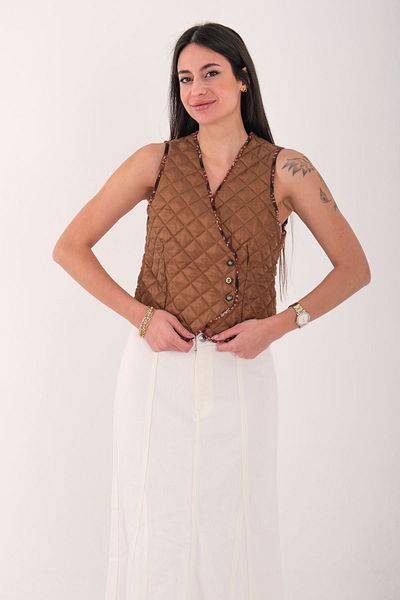 Blues Outlet Women's Stretch Quilted Vest-Brown
