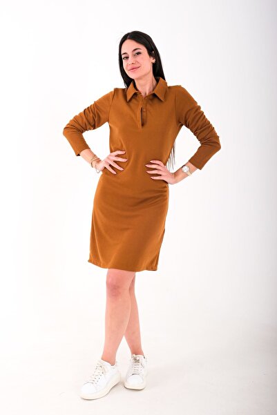 Blues Outlet Жіноча туніка з коміром на ґудзиках - шафран