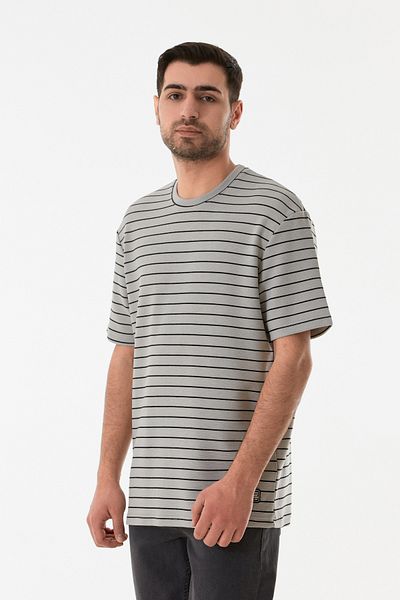 Fulla Moda Μπλουζάκι με ριγέ Jacquard Crew Neck