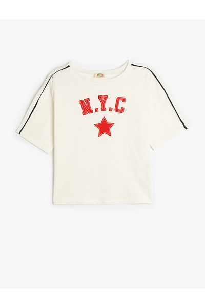 Koton Print Detail Crew Neck Cotton Short Sleeve T-Shirt