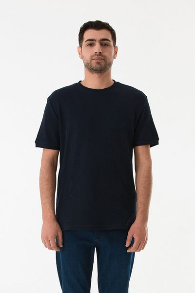 Fulla Moda Μπλουζάκι από ύφασμα βάφλα με λαιμόκοψη