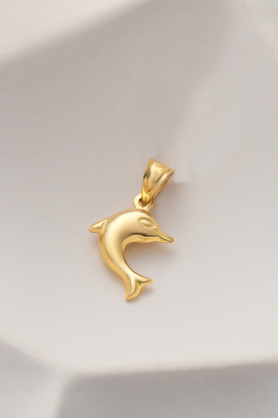 MOOM MÜCEVHERAT 14 Ayar Altın Yunus Balık Kolye Ucu