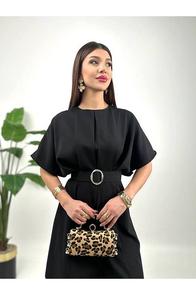 GİZONLY Λεπτομερές φόρεμα με ζώνη