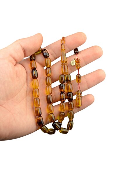 Burhan Sağlam Sistem Püsküllü 10x7 mm İmzalı Ateş Kehribar Tesbih