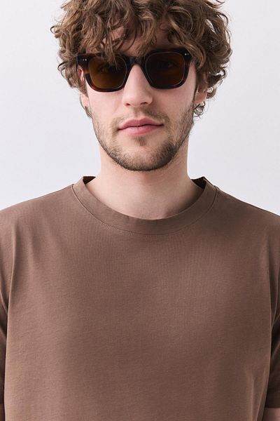 Trendiz Ανδρικό T-Shirt Basic 100% βαμβάκι - Καφέ 2091