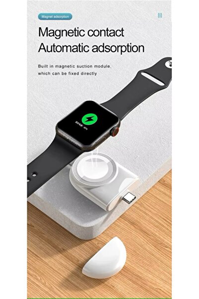Dmay Apple Watch Type - C Şarjlı Taşınabilir Araç Manyetik Şarj Cihazı 10/9/8/7/6/5/4/3/2 ile Uyumlu