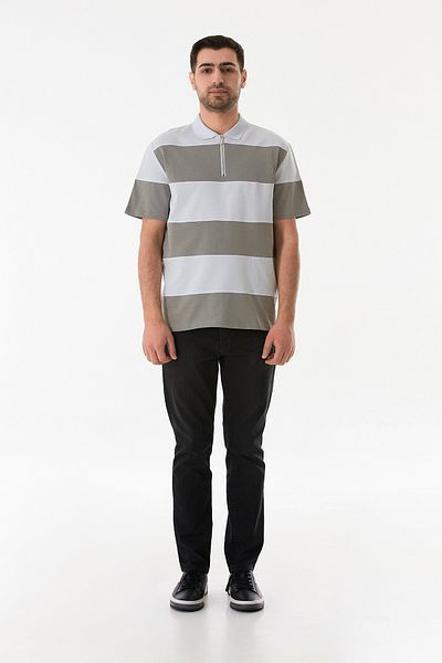 Fulla Moda Μπλουζάκι με μισό φερμουάρ Polo Neck Color Block