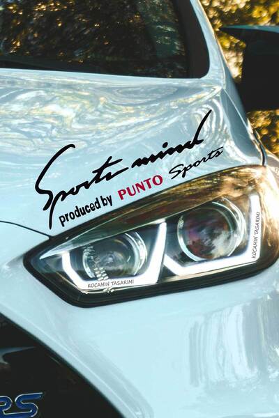 Kocamın Tasarımı Fiat Punto Sport Mind Far Sticker Kırmızı Yazılı Özel Tasarı...