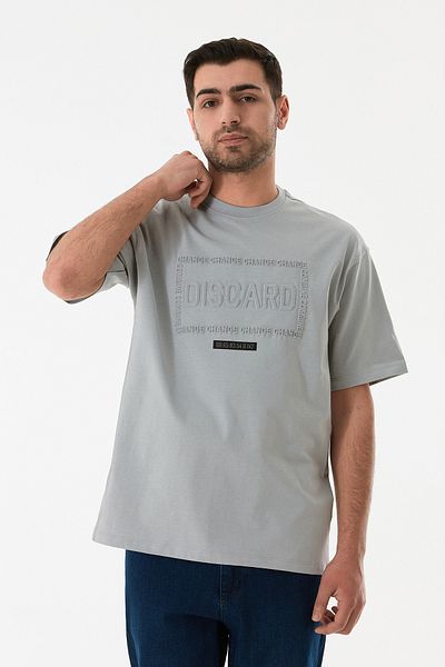 Fulla Moda Σύνθημα ανάγλυφο T-Shirt με λαιμόκοψη