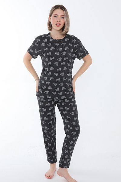 FAMESTEKSTİL Costum de pijama de vară cu mâneci scurte