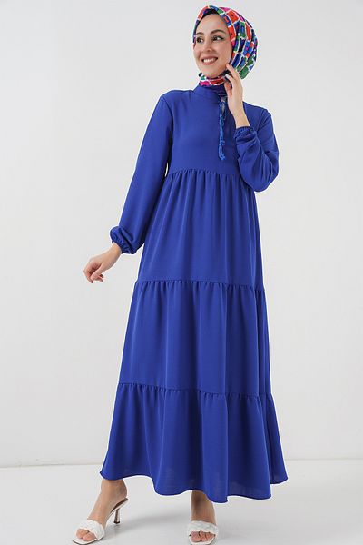Bigdart 1627 Φόρεμα Hijab με κορδόνια - Saks Blue