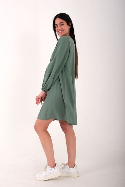 Blues Outlet Πράσινο γυναικείο κολάρο με παράθυρο Collagezi Elastic Tunic φόρεμα