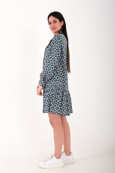 Blues Outlet FUSTA DE DĂME CU GÂTUL PLISAT ROCHIE VISCOSA - VERDE
