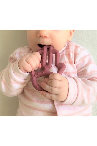 OiOi Silicone Teether Mother's Hand - Velvet Rose