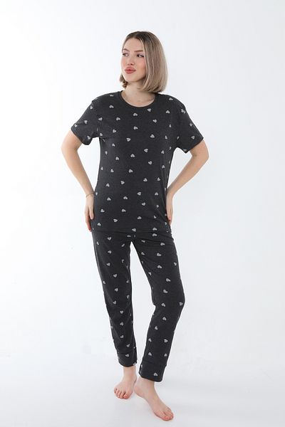 FAMESTEKSTİL Costum de pijama de vară cu mâneci scurte