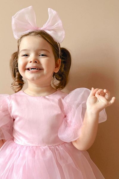 Le Mabelle Pink Crowned Organza Girl's Party Dress - Carlene
