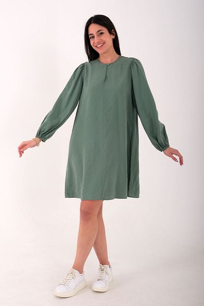 Blues Outlet Πράσινο γυναικείο κολάρο με παράθυρο Collagezi Elastic Tunic φόρεμα