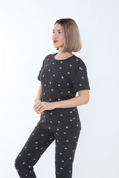FAMESTEKSTİL Costum de pijama de vară cu mâneci scurte