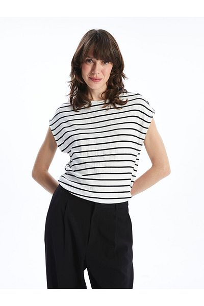 LC Waikiki Tricou de damă cu dungi cu gât