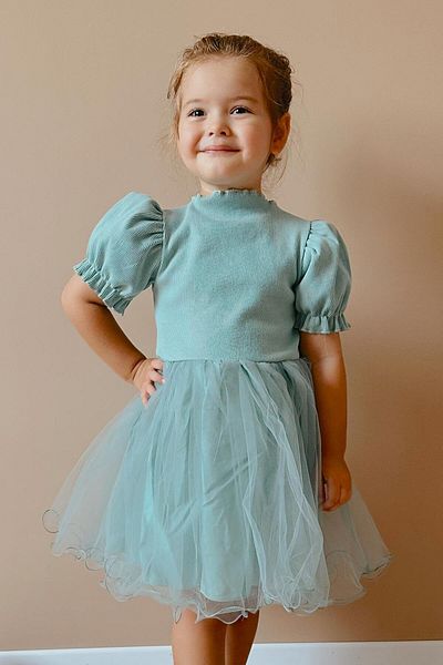 Le Mabelle Mint Watermelon Sleeves Butterfly Wings Girl's Dress - Angel