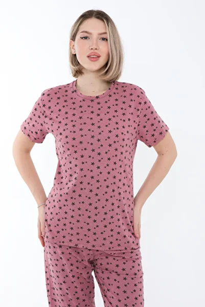 FAMESTEKSTİL Short Sleeve Summer Pijamas Suit