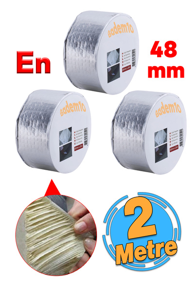 Badem10 3 Adet Çatı İzolasyon (48 mm X 2 MT) Su Sızdırmazlık Yalıtım Çamur Bo...