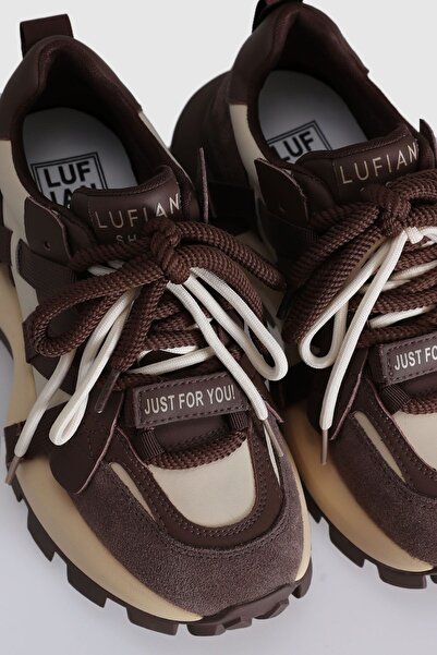 Lufian Genuine Leather Women's Sneaker Shoes Lufian Brown Sneaker