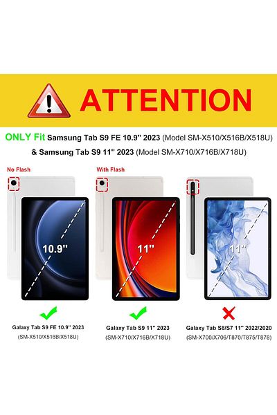 AWH Rotating Case for Samsung Galaxy Tab S9 FE 10.9"/S9 11" 2023, 360° Stand, Auto Sleep Black