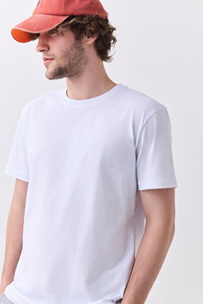 Trendiz White Men's Basic T-Shirt - 100% Cotton 2091