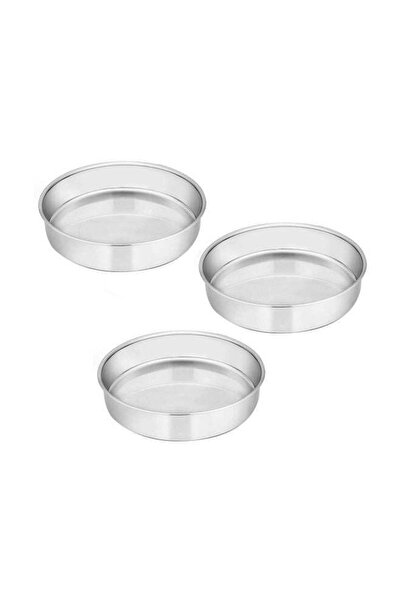 ALMUFARREJ طقم قوالب خبز دائرية مكون من 3 قطع باللون الفضي