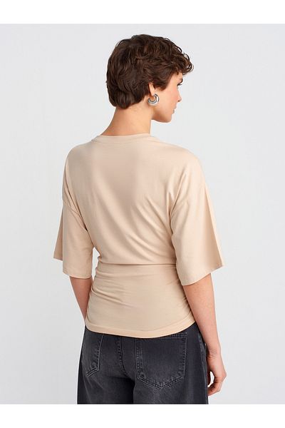 Dilvin Crew Neck T-Shirt - Light Beige 31610