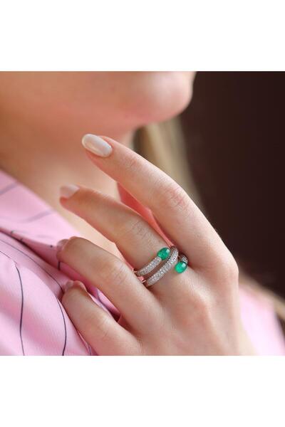 Necati Gün Yeşim Taşlı Sarmal Gümüş Yüzük