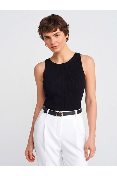 Dilvin 10726 Dilvin Skat Neck with Knitted Knitted Bluz