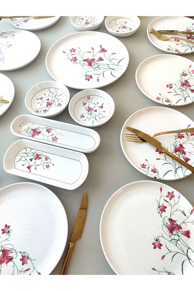 Borser Fushia Çiğdem 21 Piece Breakfast Set for 12 People