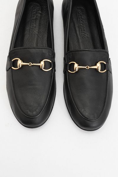 LuviShoes Дамски мокасини с катарама от естествена кожа TREXIE в черно