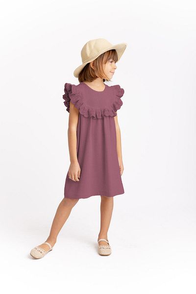 Oliven The Kid Rochie pentru fetiță - Roban prune Broderie Volană In