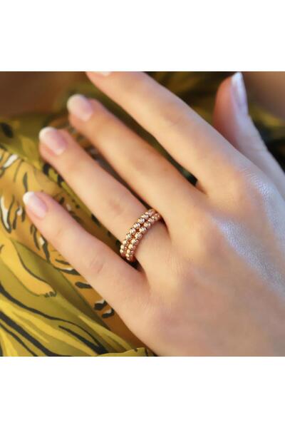 Necati Gün Rose Gold Kaplama Dorika Ayarlanabilir Gümüş Yüzük